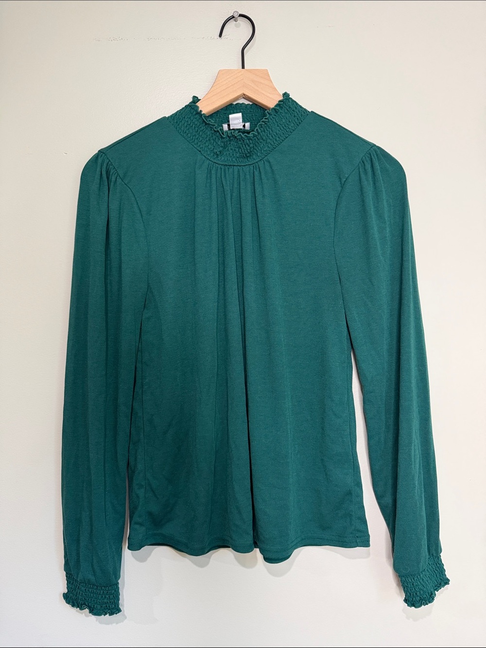 J. Crew Women's Mock Neck Long Sleeve Top in Green Small